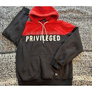 Men's Red & Black Privelaged Bleecker & Mercer Hooded Sweatshirt Size L‎